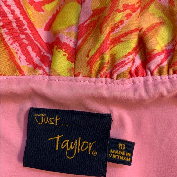 Just Taylor Dress Pink and Yellow v-neck ruffle - Picture 5 of 12